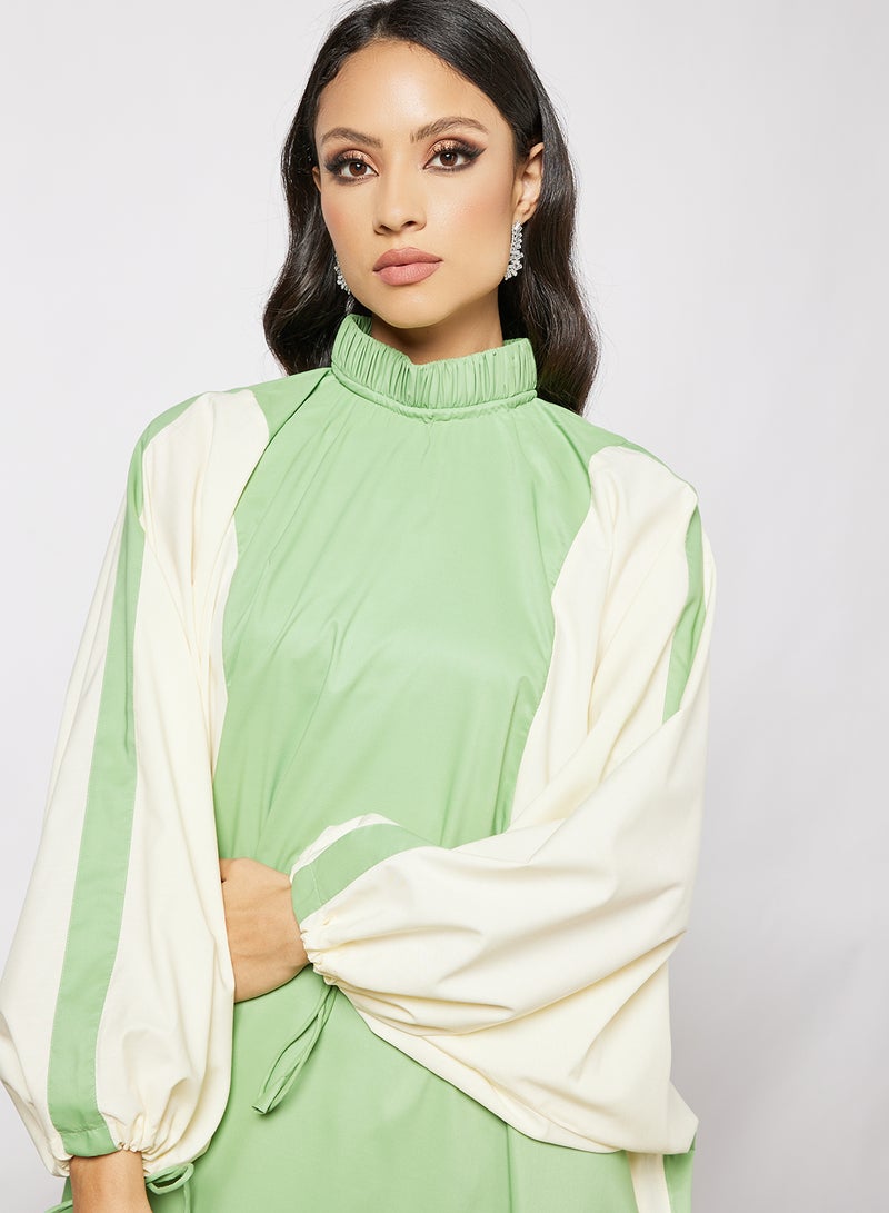 7EVENTY3 - Colourblock Relaxed Dress Green - Image 1