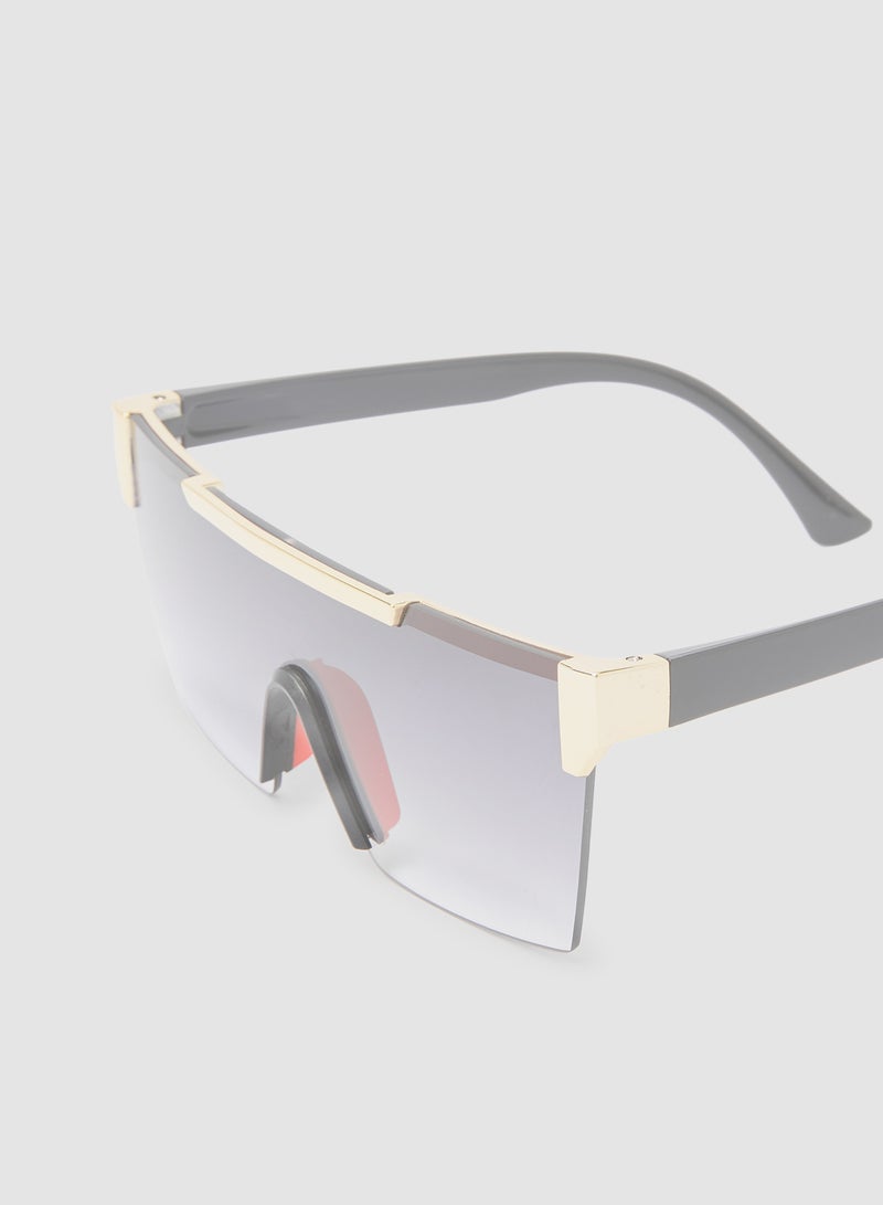 Generic - Women's Light Rectangular Sunglasses Grey Lens - Image 1