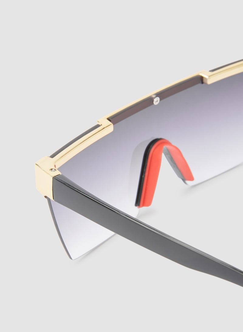Generic - Women's Light Rectangular Sunglasses Grey Lens - Image 1