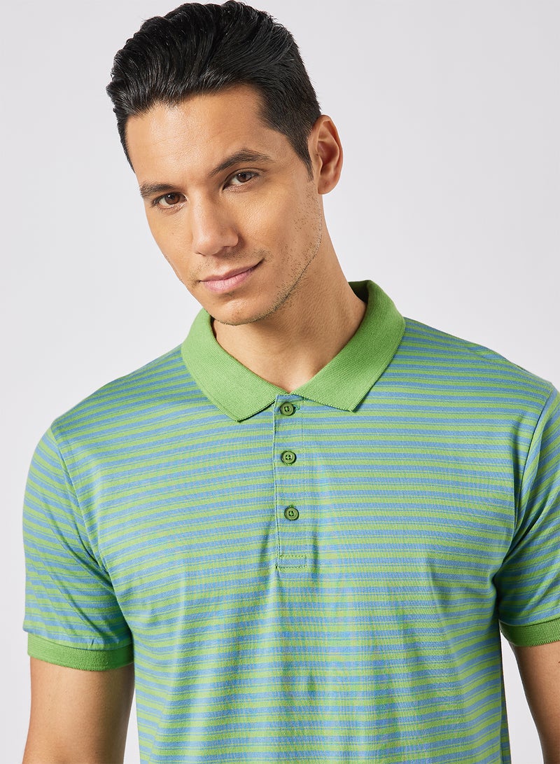 Men's Pack Of 3 Basic Striped collar Polo in Regular Fit Navy Blue/Sea Green/ Red - v1643006912/N48515701V_3