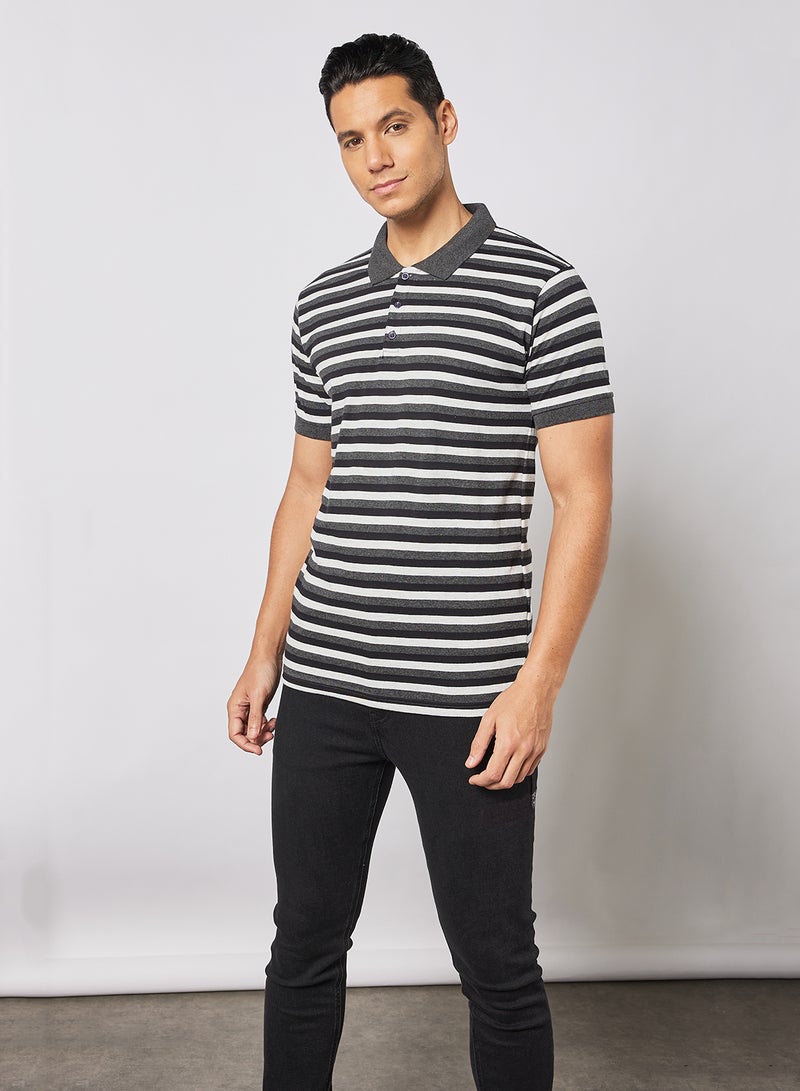Noon East - Men's Basic Casual Polo Printed Cotton T-Shirt in Regular Fit Half Sleeves Black - Image 1