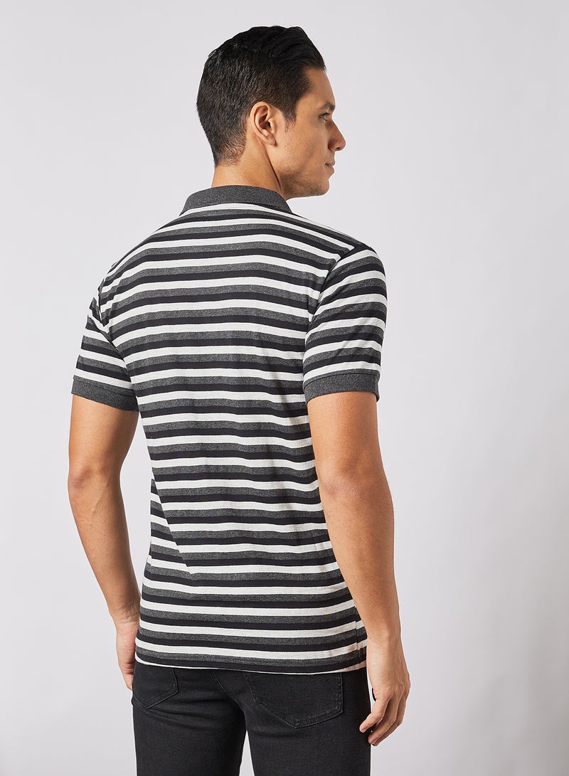 Noon East - Men's Basic Casual Polo Printed Cotton T-Shirt in Regular Fit Half Sleeves Black - Image 1