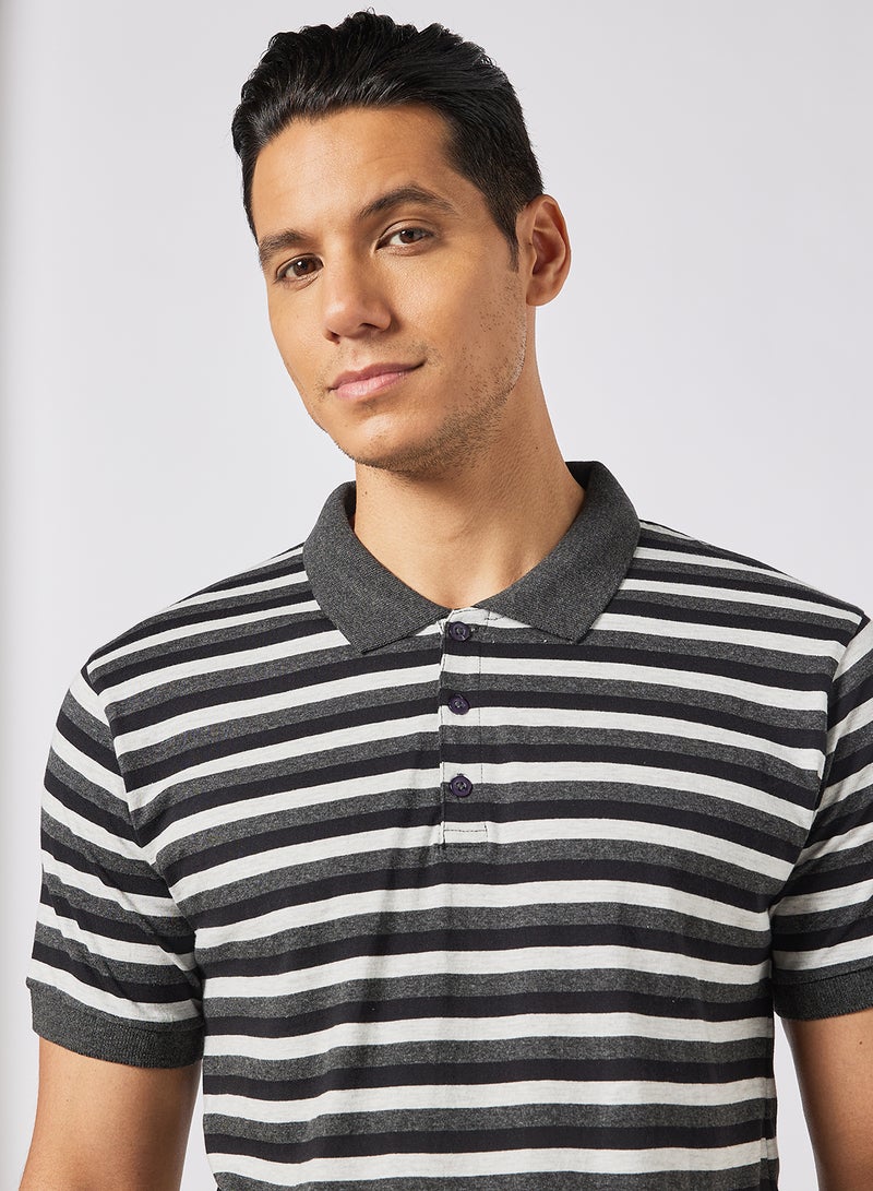 Noon East - Men's Basic Casual Polo Printed Cotton T-Shirt in Regular Fit Half Sleeves Black - Image 1