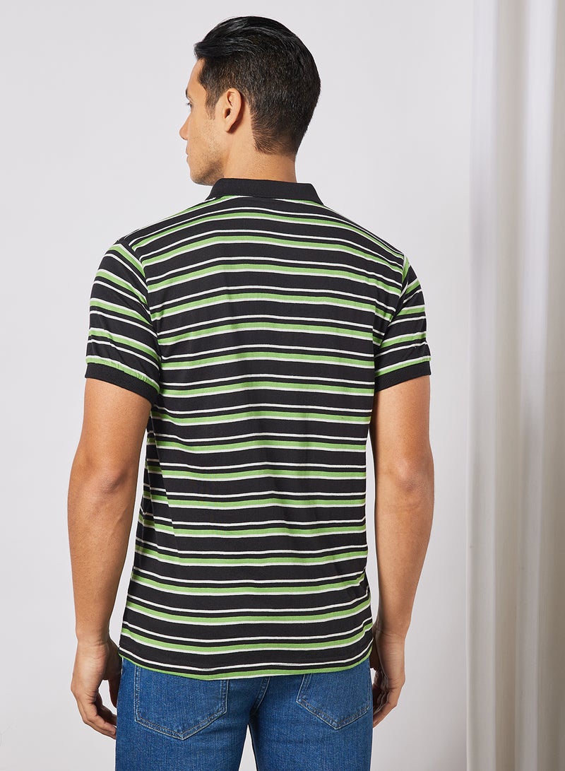 Noon East - Men's Basic Casual Polo T-Shirt with Stripe design in Regular Fit Half Sleeves Multicolour - Image 1