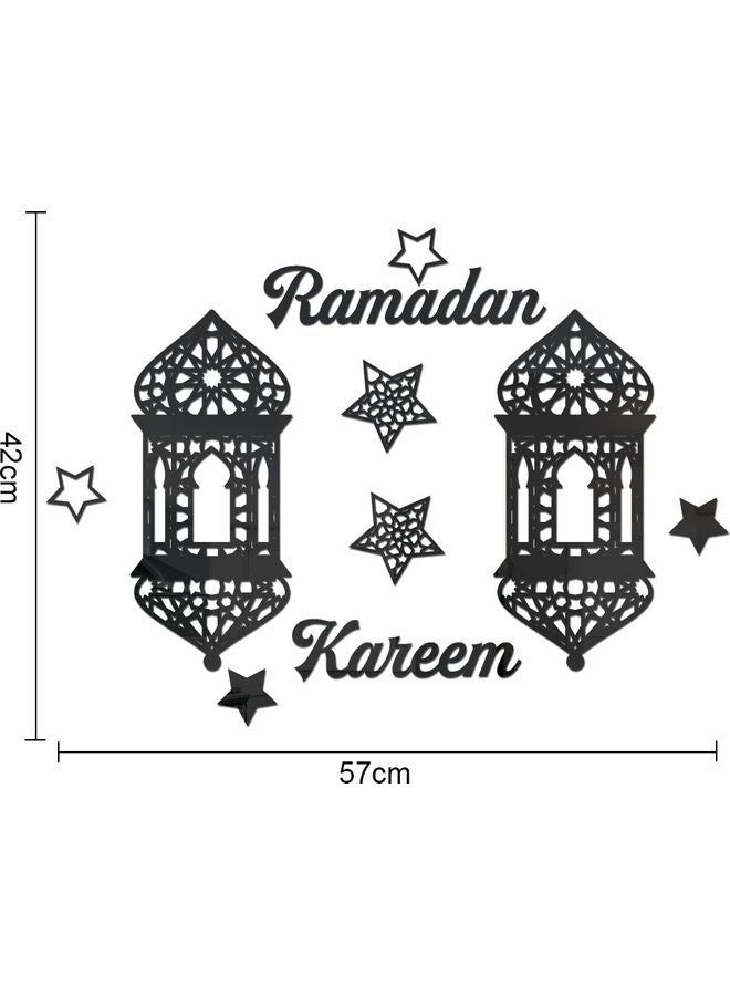 ملصق مرآة أكريليك هلال رمضان كريم ثلاثي الأبعاد