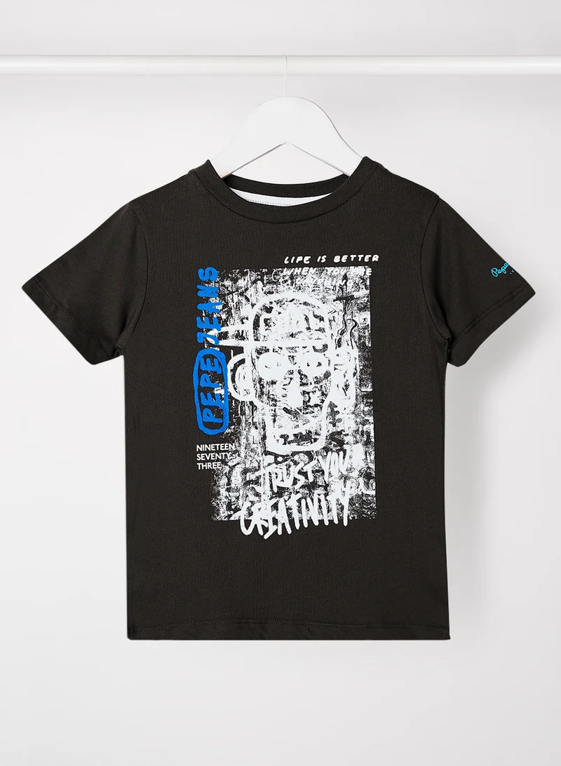 Pepe Jeans LONDON Kids/Teen Alan Graphic T-Shirt Black