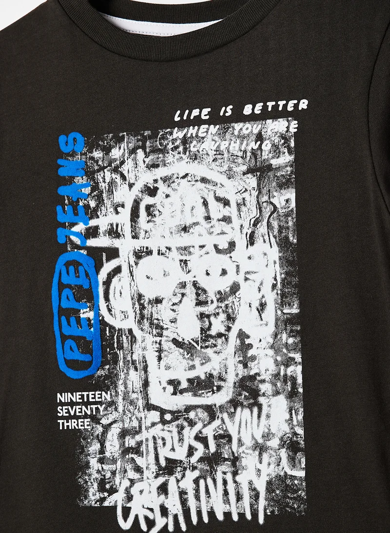 Pepe Jeans LONDON Kids/Teen Alan Graphic T-Shirt Black
