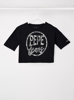 Pepe Jeans LONDON Kids/Teen Soraya Oversized Crop T-Shirt Black  - Image 1