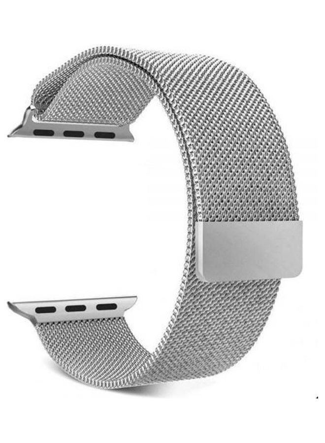 Generic - Stainless Steel Magnetic Band For Apple Watch 4244 Mm Series 45 Silver - Image 1