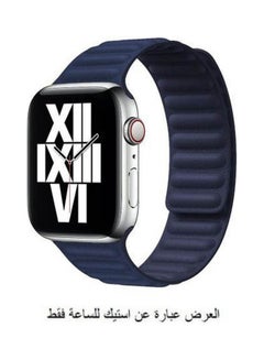 Apple Watch Series 6 Band Strap 40Mm Belt Loop Leather Magnetic Force Closure Blue