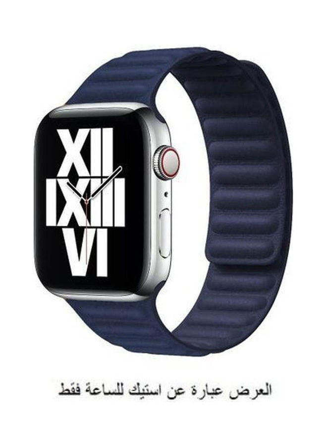 VPG - Apple Watch Series 6 Band Strap 40Mm Belt Loop Leather Magnetic Force Closure Blue - Image 1
