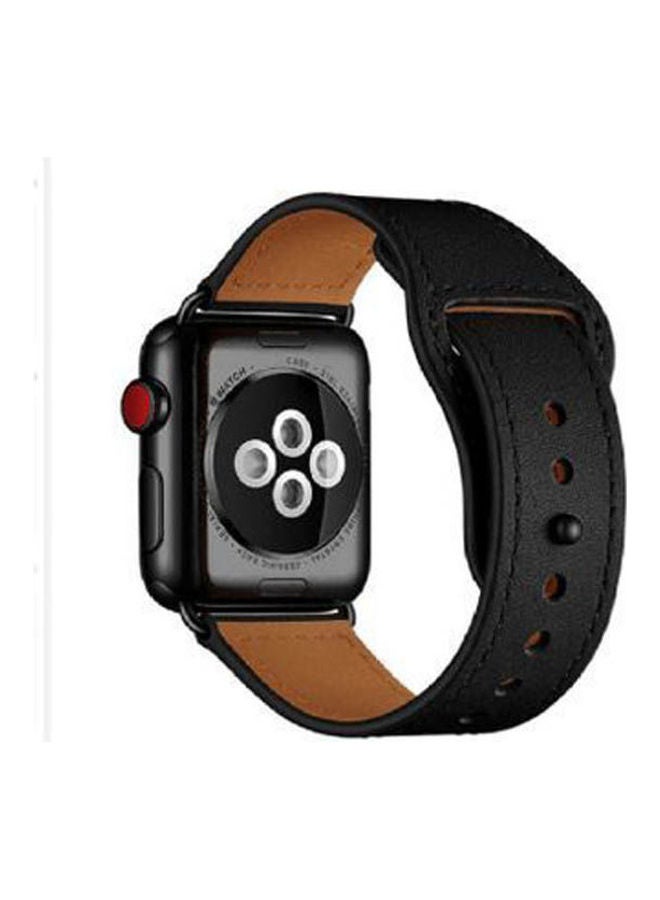 Generic - Leather Strap For 44 Mm Apple Watch Version 6 Black - Image 1