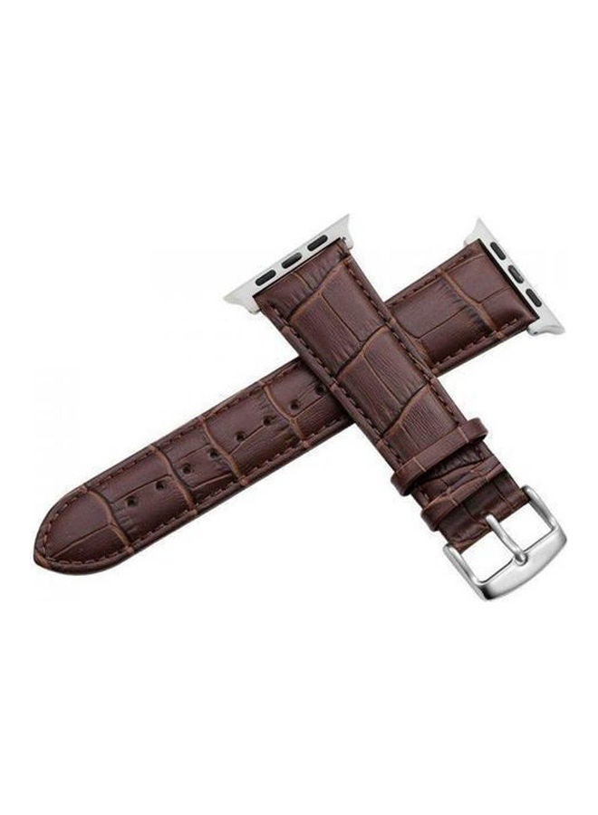 Apple Watch 4244 Mm Series 45 Leather Band, Crocodile Texture Leather Strap Wristband Brown