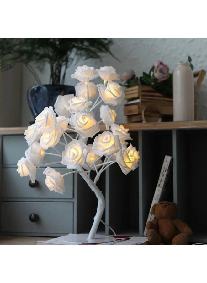 24 Yellow LED Lights In The Shape Of Tree Table Lamp White 40cm - Image 2