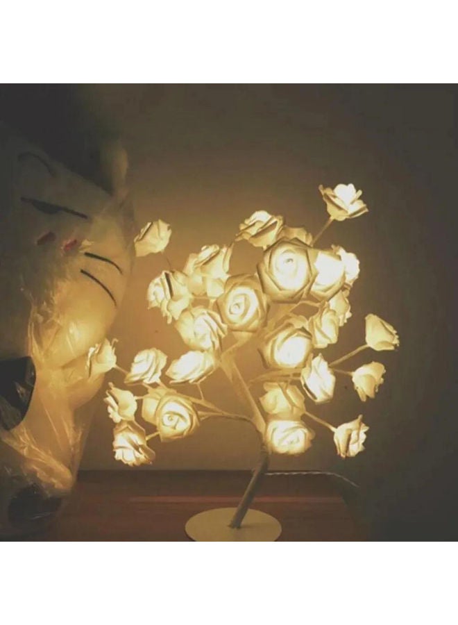 24 Yellow LED Lights In The Shape Of Tree Table Lamp White 40cm - Image 3