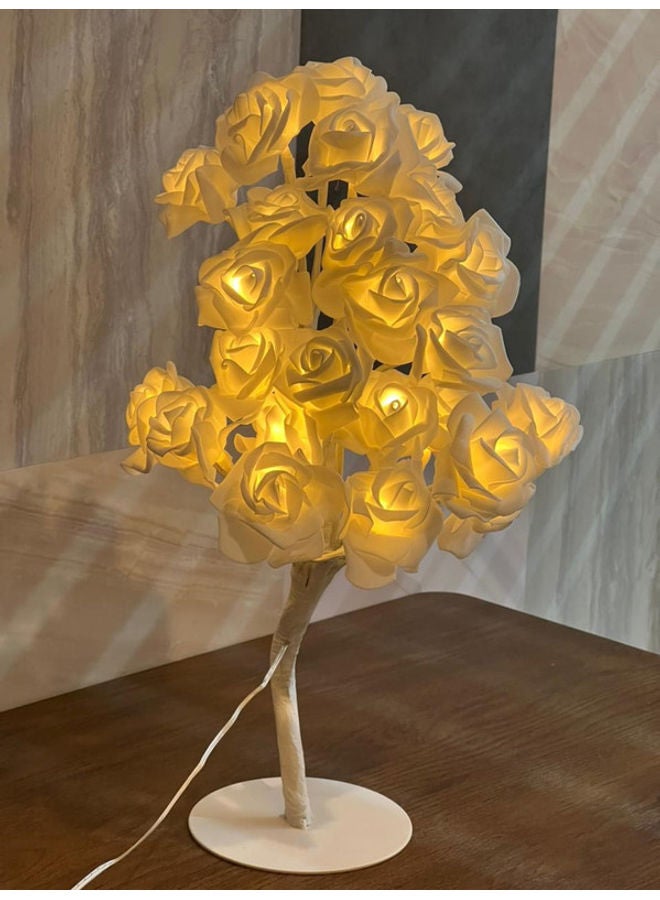 24 Yellow LED Lights In The Shape Of Tree Table Lamp White 40cm - Image 5