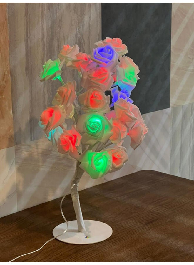 24 LED Lights In The Shape Of Flower Tree Table Lamp White 40cm