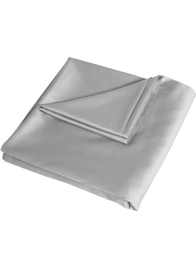 Sleepdown Flat Sheet 100% Cotton Sateen Soft Cosy 300 Thread Count Luxury Bedding Flat Sheet Cotton Silver 230x254cm 