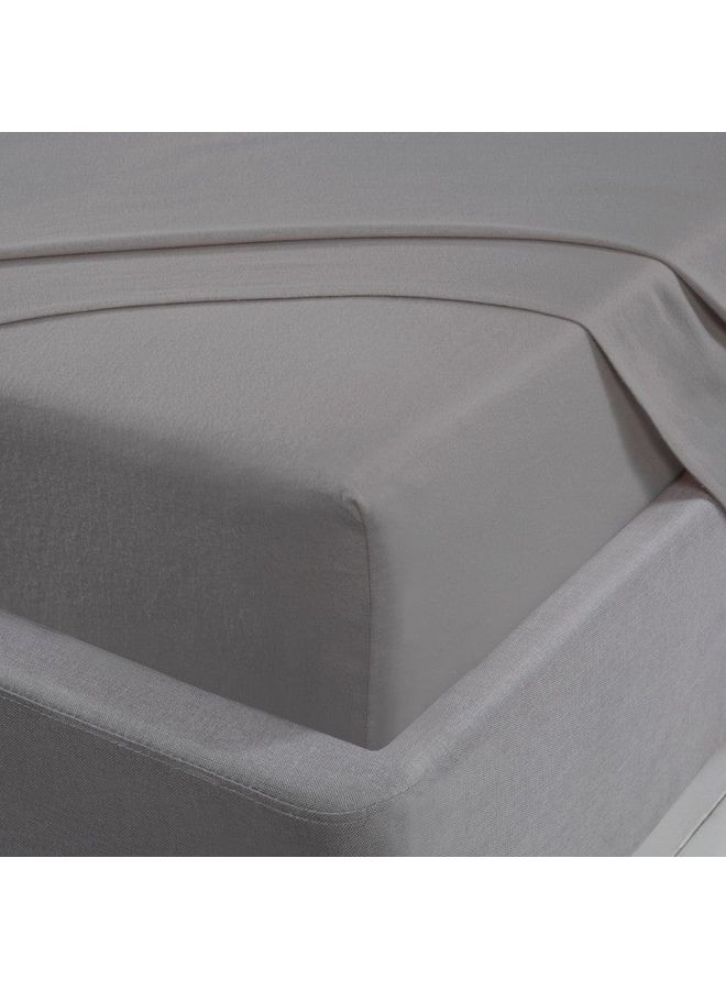 Sleepdown Premium 100% Single Size Brushed Flannelette Luxury Bedding Soft Cosy Deep Pocket Fitted Sheet Cotton Grey 90x190+25cm  - Image 2