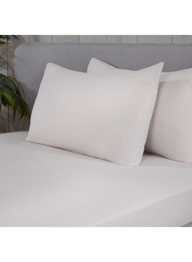 Sleepdown - Premium 100% King Size Brushed Flannelette Luxury Bedding Soft Cosy Deep Pocket Fitted Sheet Cotton White 150x200+25cm - Image 1