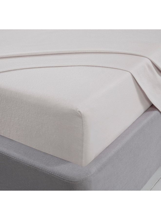Sleepdown - Premium 100% King Size Brushed Flannelette Luxury Bedding Soft Cosy Deep Pocket Fitted Sheet Cotton White 150x200+25cm - Image 1