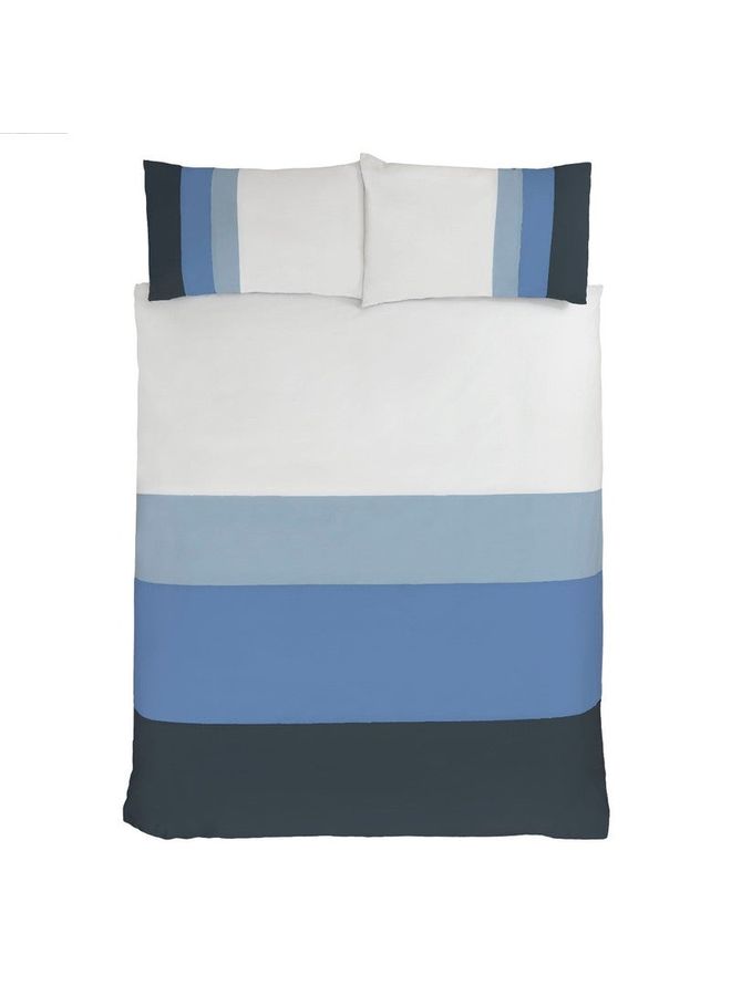 Sleepdown - 3-Piece King Block Reversible Soft Easy Care Duvet Cover Quilt Bedding Set Includes 1xDuvet Cover 220x230 cm,2xPillowcases Cotton Blend Multicolour - Image 1