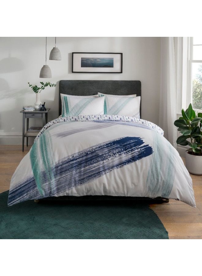 Sleepdown 3-Piece Super King Size Abstract Brush Strokes Reversible Bedding Set Includes 1xDuvet Cover Quilt 220x260 cm, 2xPillow Case Combination Multicolour  - Image 1