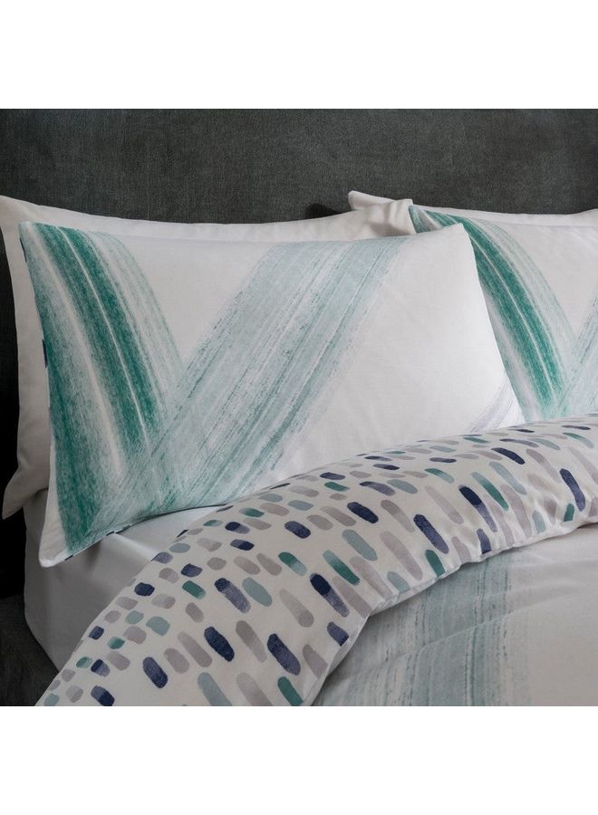 Sleepdown 3-Piece Super King Size Abstract Brush Strokes Reversible Bedding Set Includes 1xDuvet Cover Quilt 220x260 cm, 2xPillow Case Combination Multicolour  - Image 3