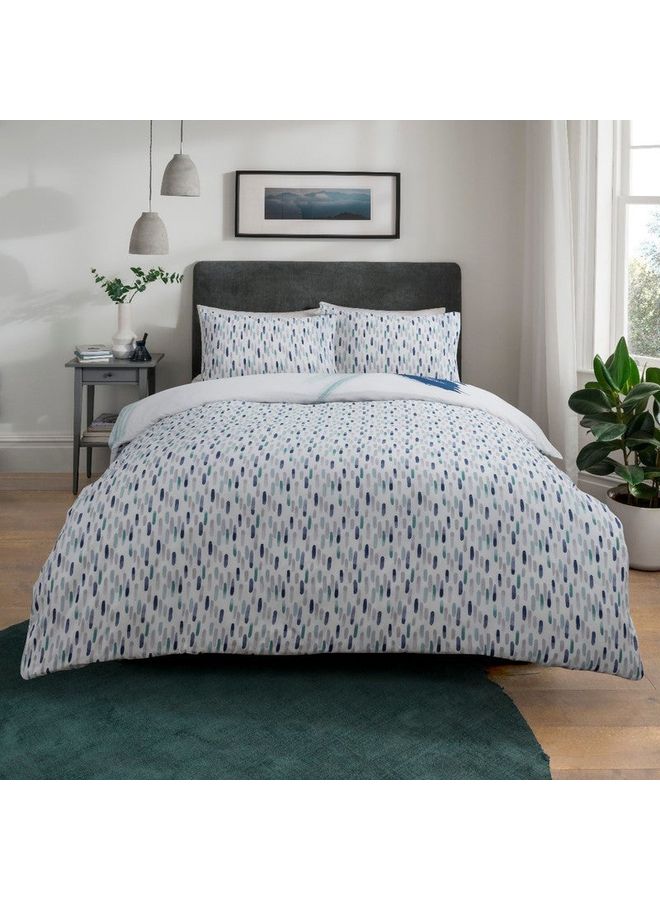 Sleepdown 3-Piece Super King Size Abstract Brush Strokes Reversible Bedding Set Includes 1xDuvet Cover Quilt 220x260 cm, 2xPillow Case Combination Multicolour  - Image 2