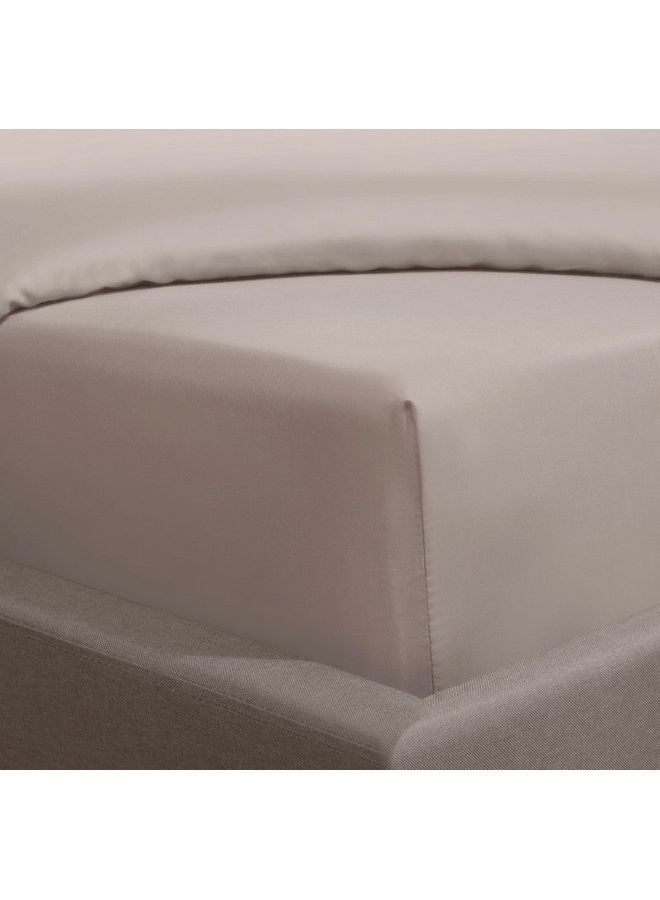Sleepdown - Soft Cosy 300 Thread Count Luxury Single Sized Deep Fitted Sheet Cotton Mink 90x190cm - Image 1