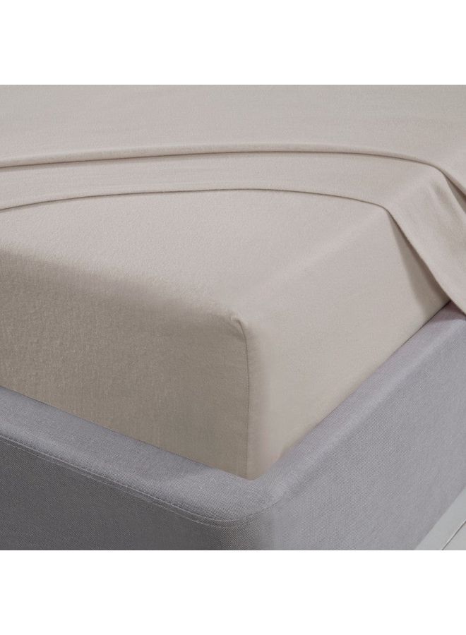 Sleepdown - Soft Cosy Luxury Flannelette King Sized Deep Fitted Sheet Cotton Cream - Image 1