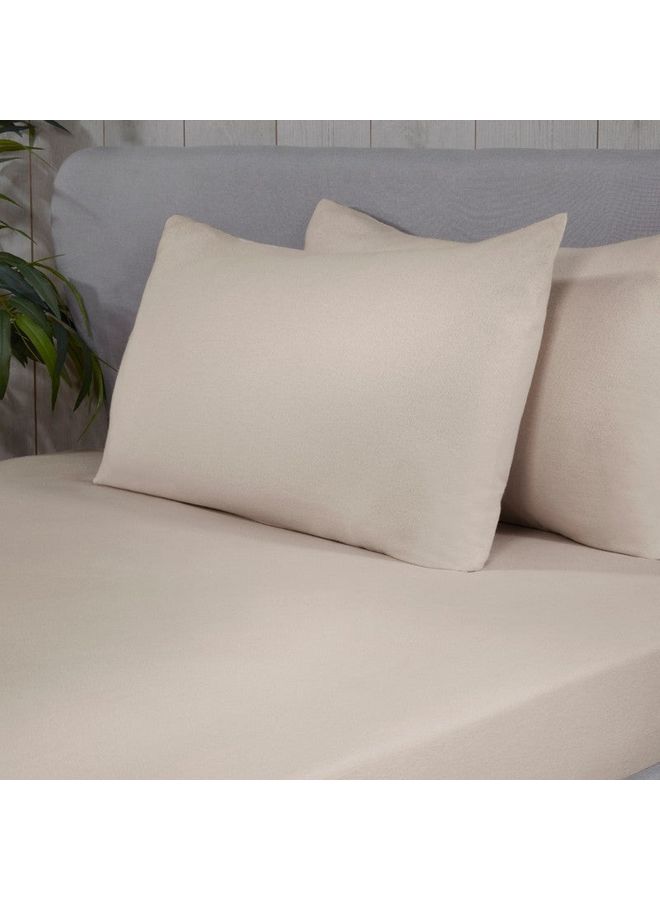 Sleepdown Soft Cosy Luxury Flannelette Single Sized Flat Sheet Cotton Cream  - Image 2