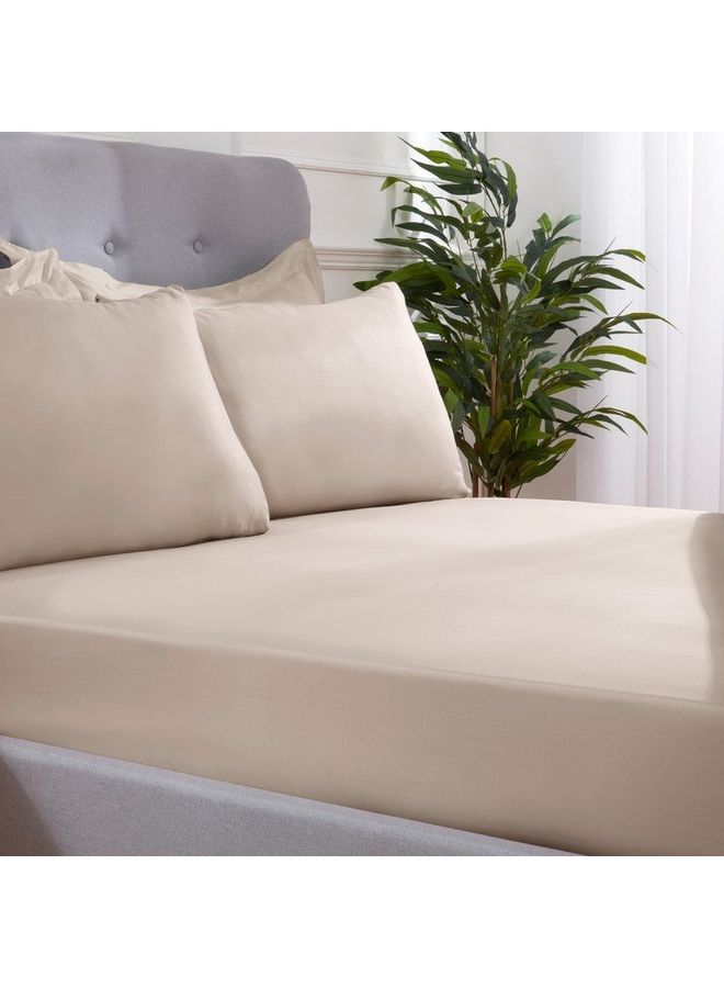 Sleepdown Super Soft Plain Dyed Thermal Warm Cosy King Sized Fitted Sheet Polyester Natural 150x200cm  - Image 2