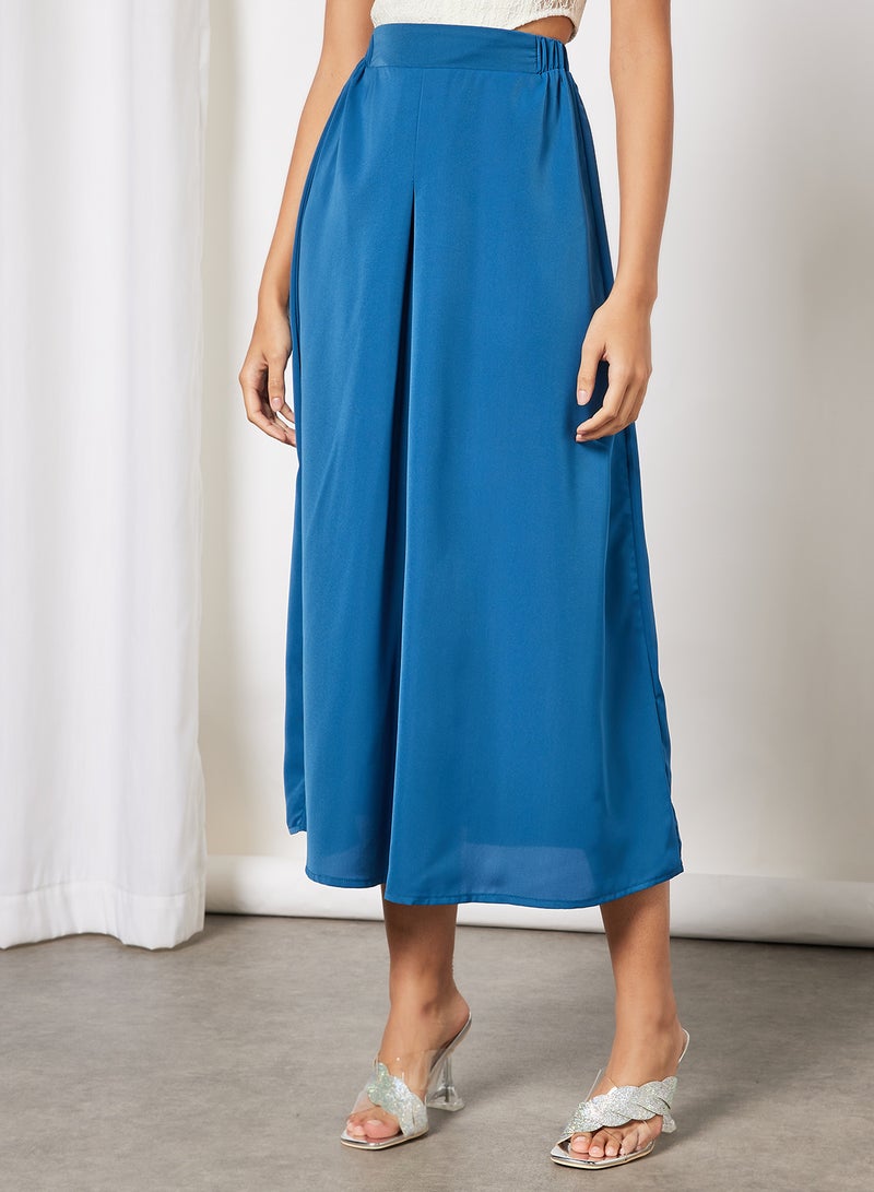 Aila Women Elastic Waistband Midi Skirt Blue  - Image 1