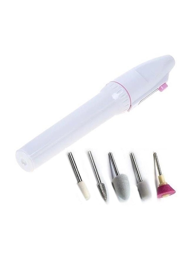 طقم أدوات العناية الكهربائية بالأظافر 5 في 1 أبيض - Image 1