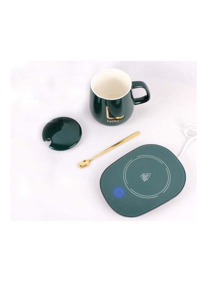 Generic - Electric Coater Mug Warmer With Lid And Golden Spoon 380.0 ml 15.0 W Luck-367 Dark Green - Image 1
