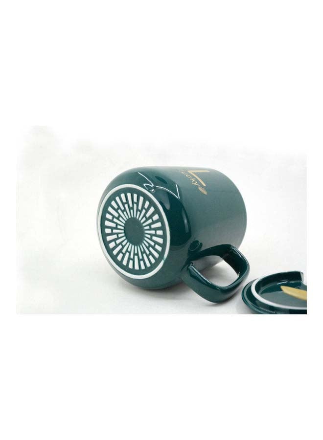 Generic - Electric Coater Mug Warmer With Lid And Golden Spoon 380.0 ml 15.0 W Luck-367 Dark Green - Image 1