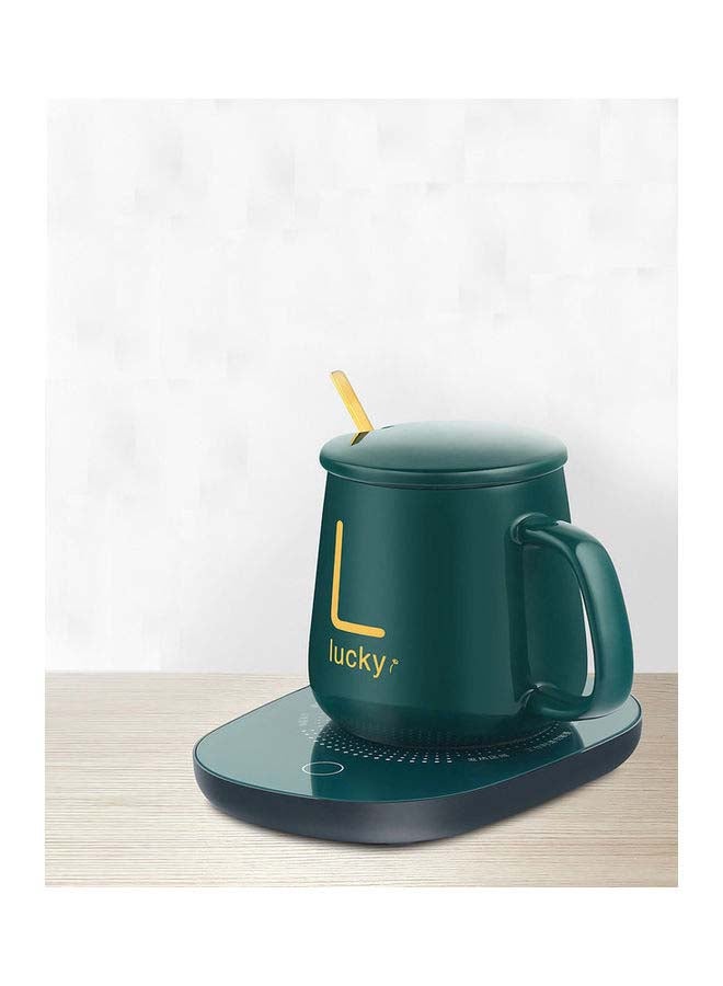 Generic - Electric Coater Mug Warmer With Lid And Golden Spoon 380.0 ml 15.0 W Luck-367 Dark Green - Image 1
