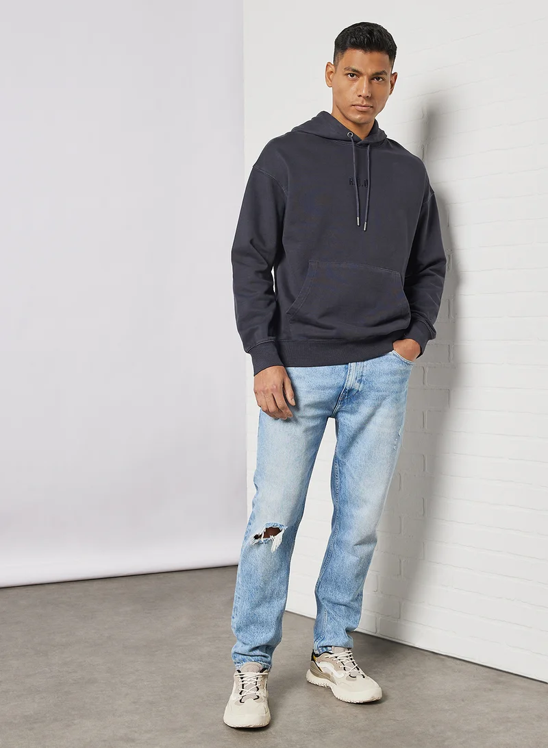 JACK & JONES Drawstring Hoodie Dark Navy