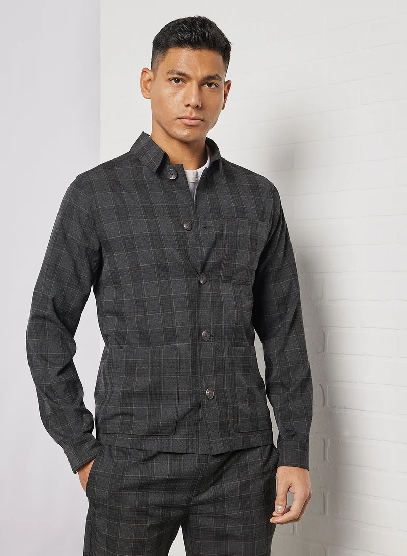 جاك اند جونز Check Print Hybrid Blazer