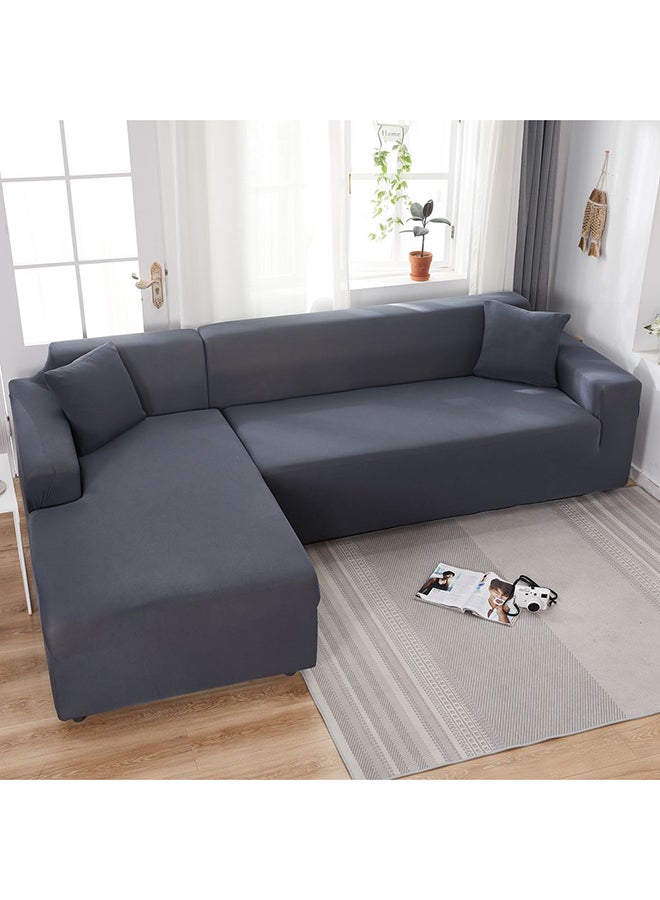 Sharpdo - L-Shaped Sofa Slipcover Cover Stretch Fabric for Living Room Bedroom Home and Office 2Pcs 3 Seater Sofa Cover Grey 235x300cm - Image 1