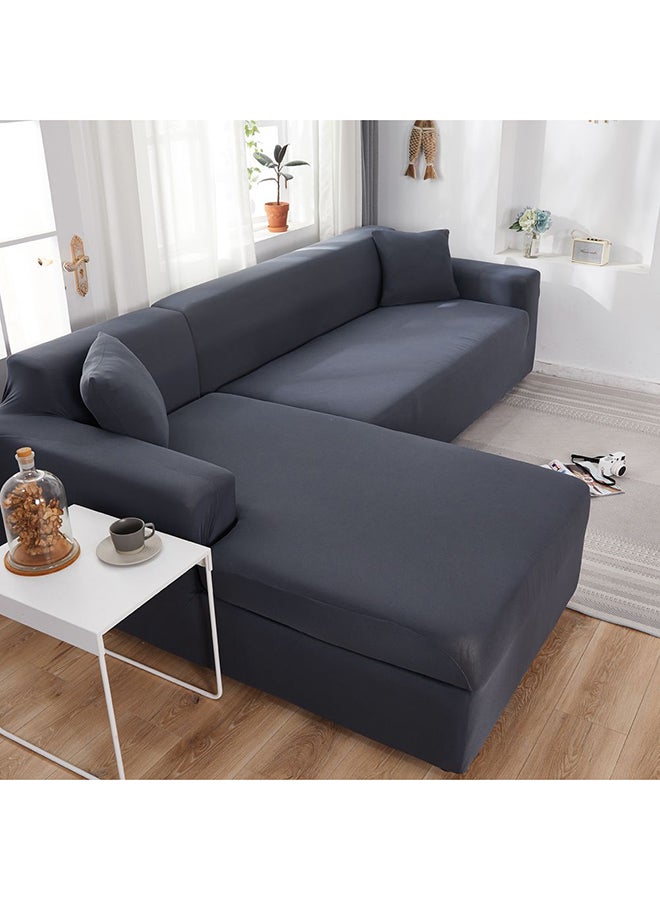 Sharpdo - L-Shaped Sofa Slipcover Cover Stretch Fabric for Living Room Bedroom Home and Office 2Pcs 3 Seater Sofa Cover Grey 235x300cm - Image 1