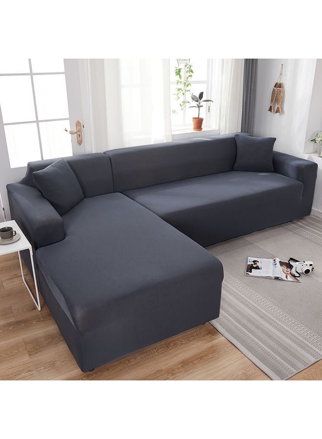 Sharpdo - L-Shaped Sofa Slipcover Cover Stretch Fabric for Living Room Bedroom Home and Office 2Pcs 3 Seater Sofa Cover Grey 235x300cm - Image 1