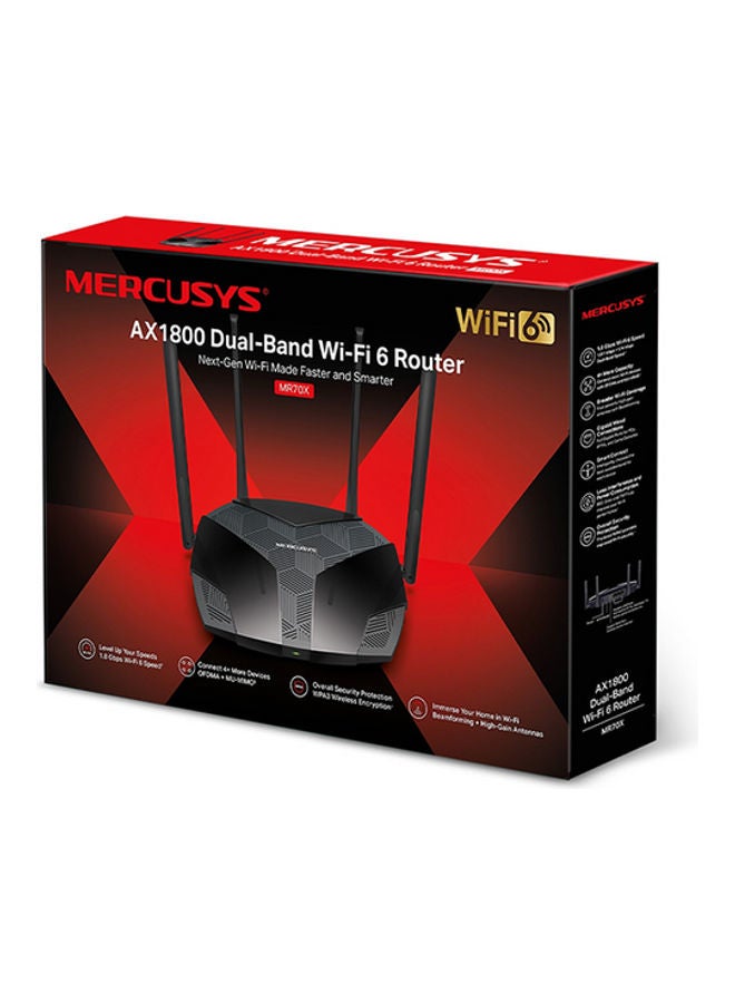 MERCUSYS AX1800 Dual-Band WiFi 6 Router, MR70X, Black - Image 4