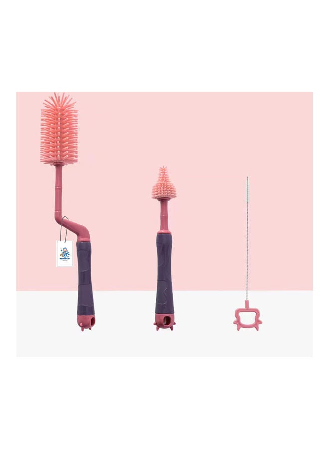 طقم فرش تنظيف زجاجة الرضاعة والحلمة من السيليكون مكون من 3 قطع