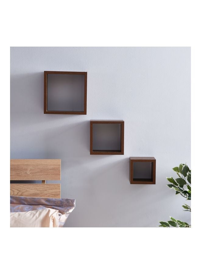 Home Box 3-Piece Nicole Wall Shelf Set Brown 25x25x9cm  - Image 1