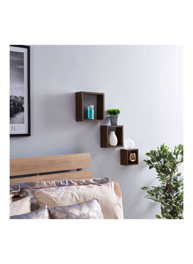 Home Box 3-Piece Nicole Wall Shelf Set Brown 25x25x9cm  - Image 4