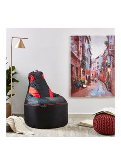 Stunning Solid Patterned Durable Multi-Purpose Oxford Gaming Bean Bag With Polystyrene Bean Filling Black/Red 74 x 78 x 81cm
