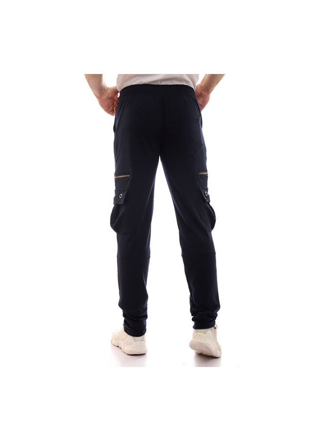 Caesar - Elastic Waist With  Baggy Sweatpants - Blue - Image 1