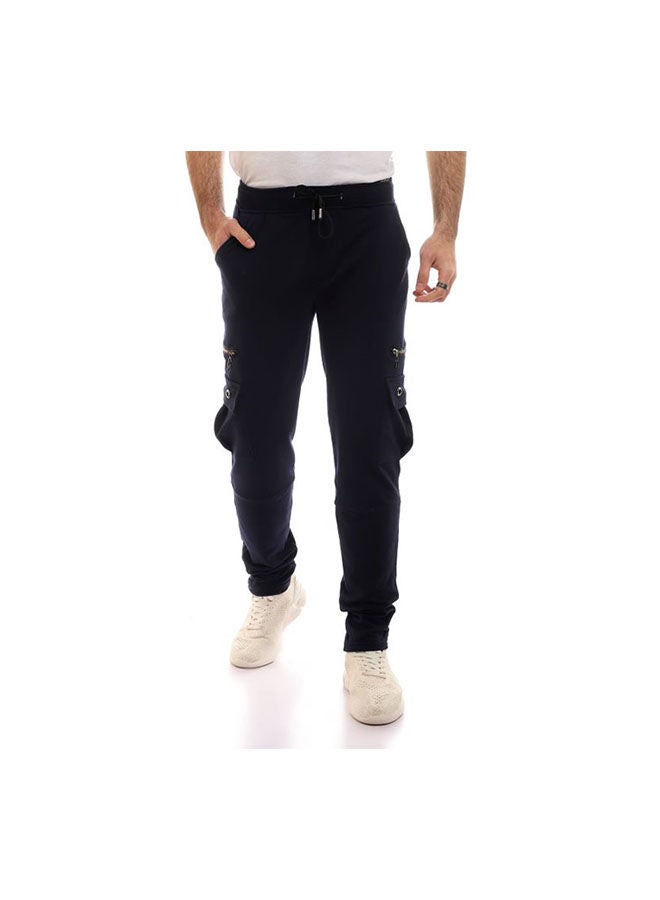 Caesar - Elastic Waist With  Baggy Sweatpants - Blue - Image 1